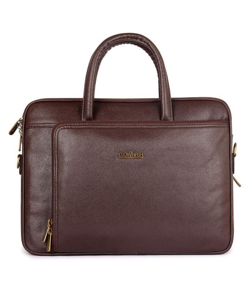 The Clownfish Trident Brown Leather Office Bag/PU Leather Bag - Buy The ...