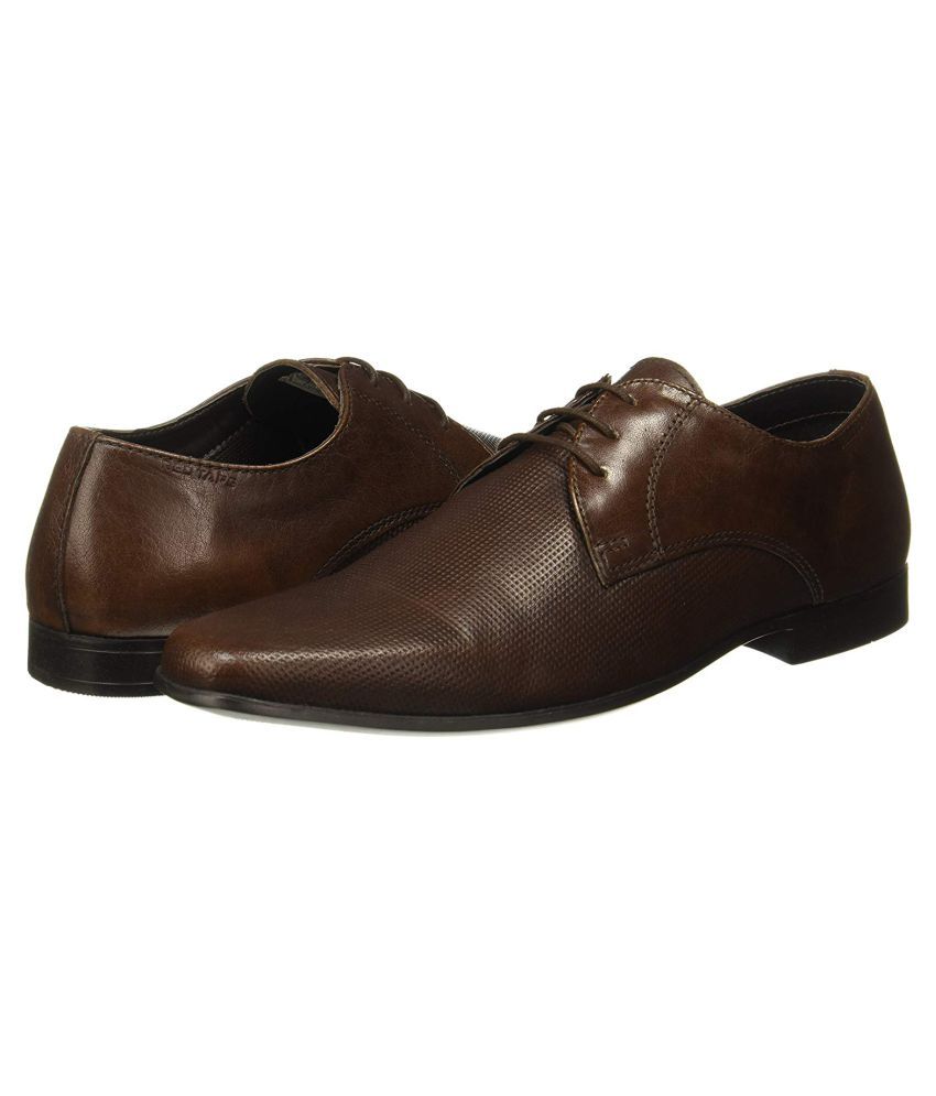 red tape men's dark brown derby shoes
