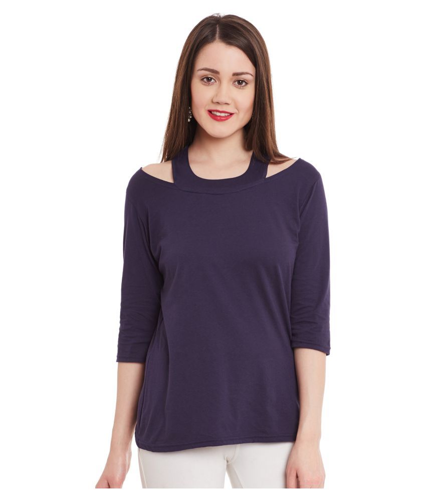     			Zima Leto Cotton Regular Tops - Navy