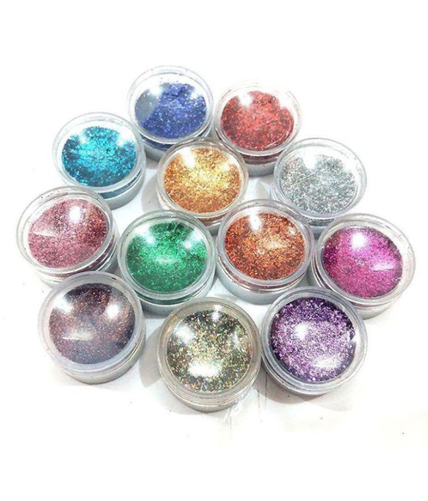 Shree Ram Eye Care Thick Shimmer Glitter Eyes Powder Colours Pack of 12