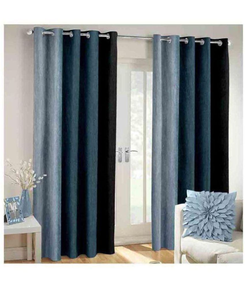     			Phyto Home Blackout Eyelet Door Curtain 7 ft Pack of 2 -Black