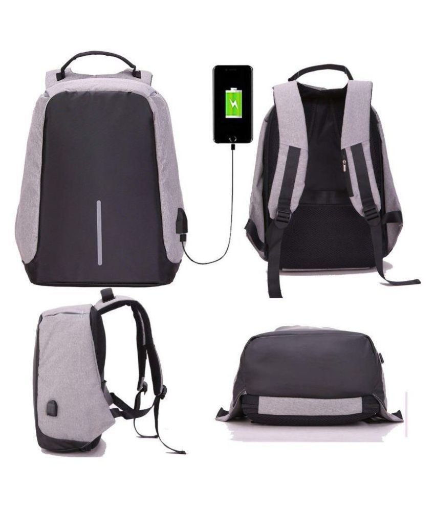 Purple Crane Black antitheft bagpack - 15 L - Laptop bagpack/school ...