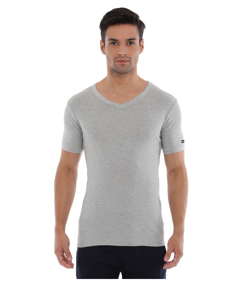Macroman Grey Cotton T-Shirt Pack of 4 