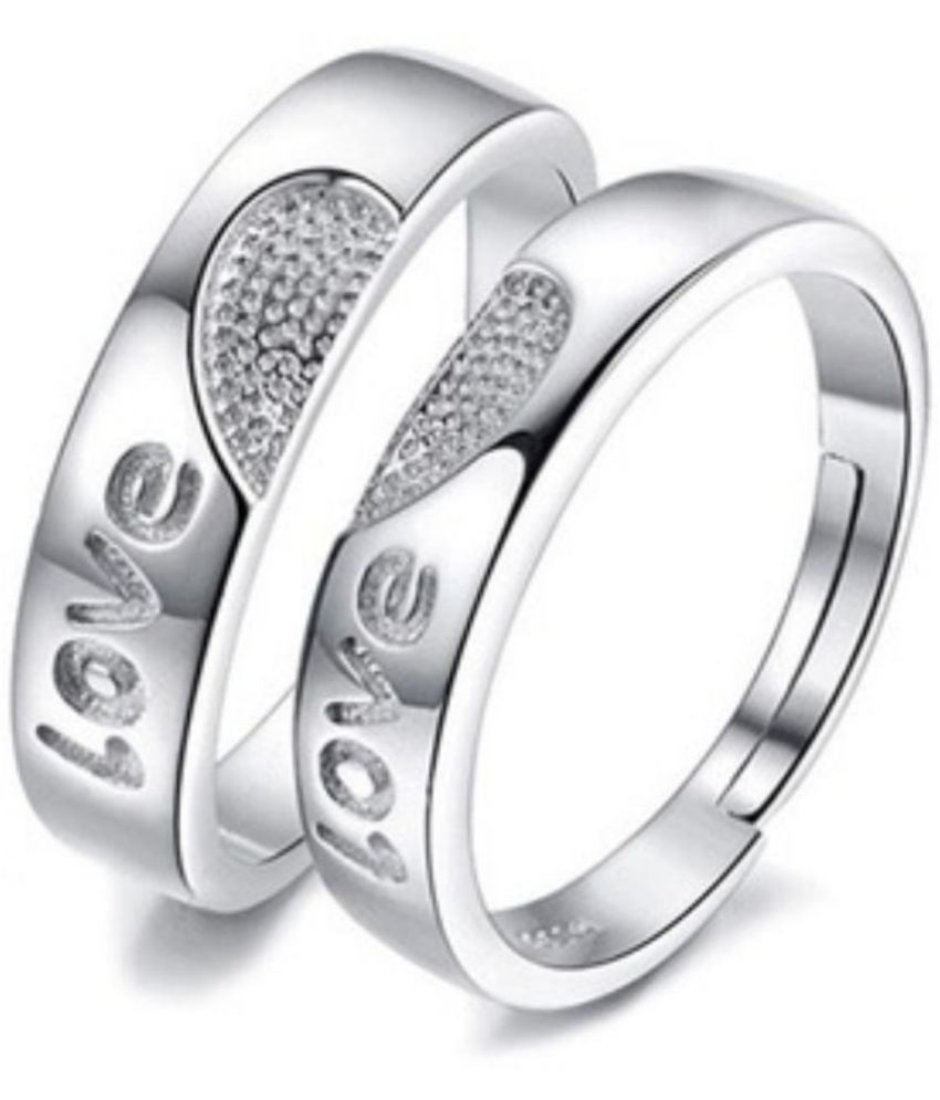 King & Queen Sterling Silver Swarovski Zirconia Adjustable Couple Rings ...