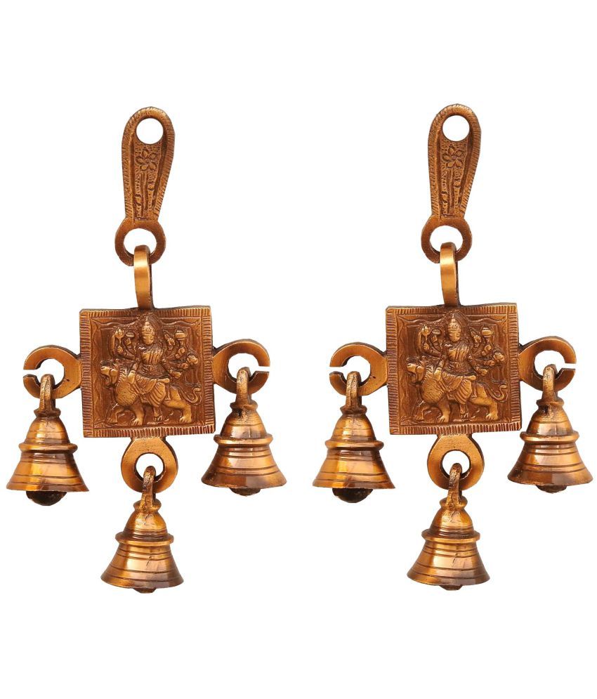 Susajjit Decor Durga Goddess Hanging Bells Set Brass Decorative