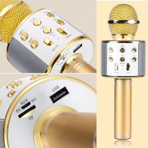 Simbha WS-858 Bluetooth Speaker Mic Gold Wireless Microphone (Assorted