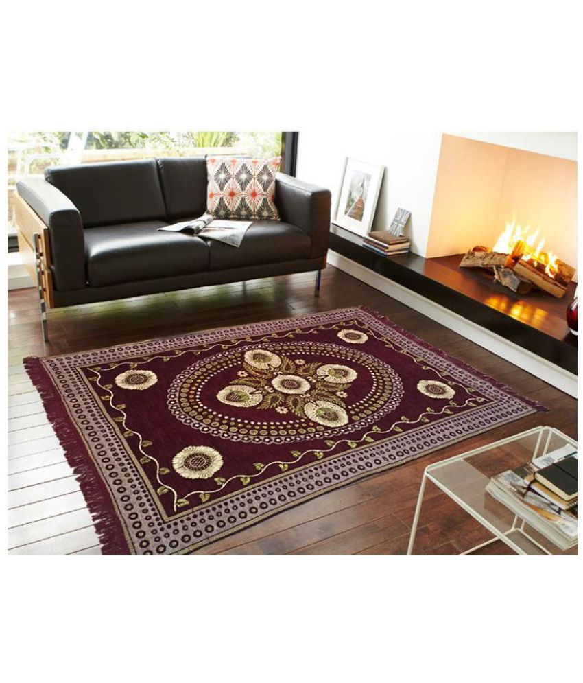     			Aazeem Maroon Velvet Carpet Traditional 5X7 Ft.
