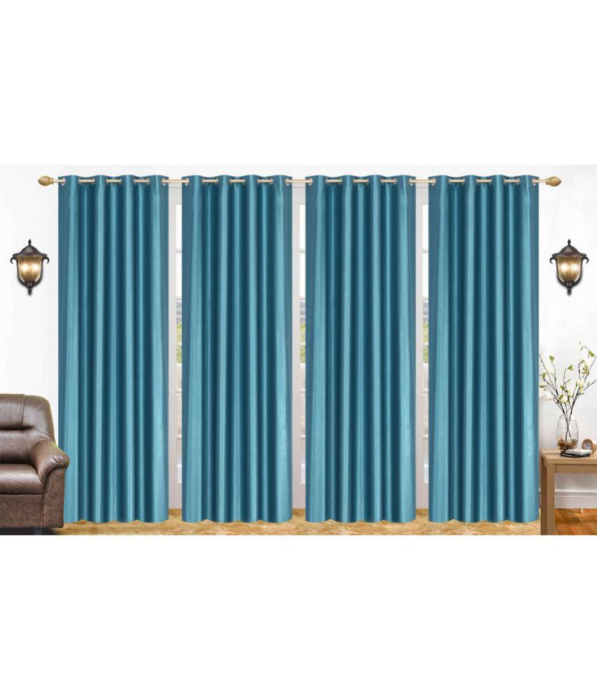     			Stella Creations Set of 4 Door Blackout Eyelet Polyester Curtains Aqua