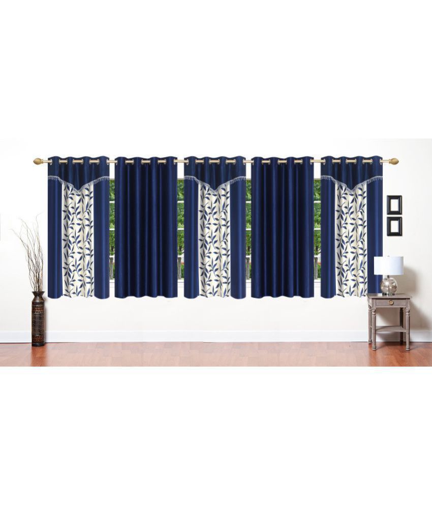     			Stella Creations Set of 5 Window Semi-Transparent Eyelet Polyester Curtains Blue