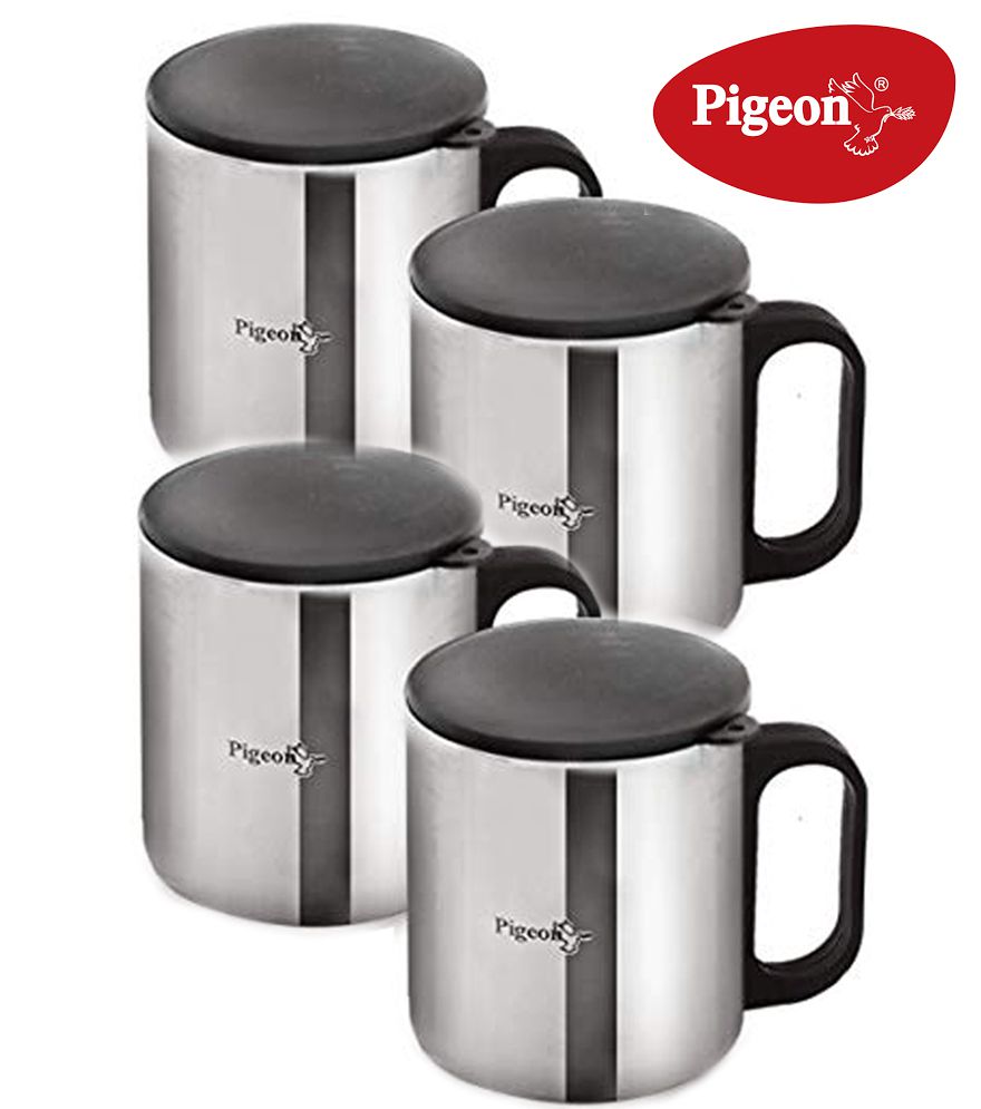 Pigeon Double Wall Steel Tea & Coffee Mug (180 ml, Pack of