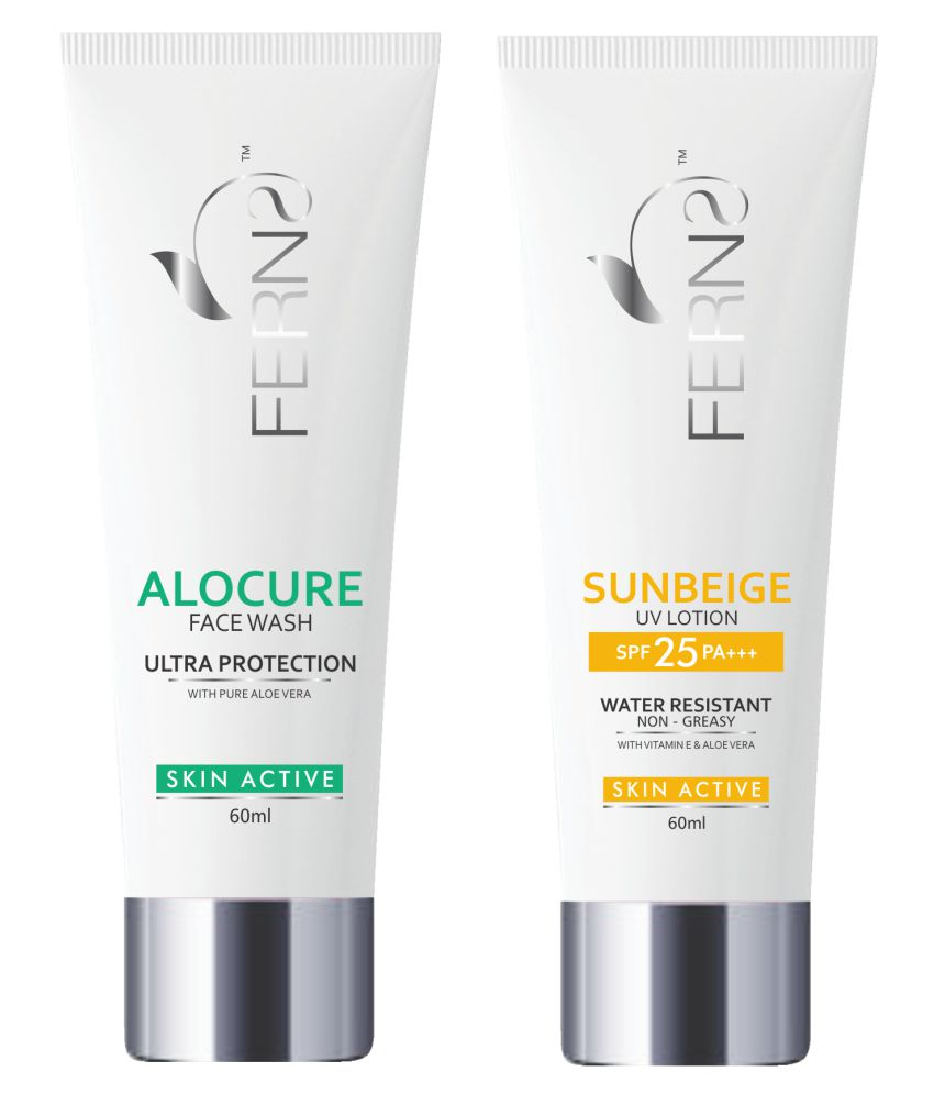 Ferns Alocure Face Wash + Sunscreen Cream PA+++ 60 ml Pack of 2 Buy