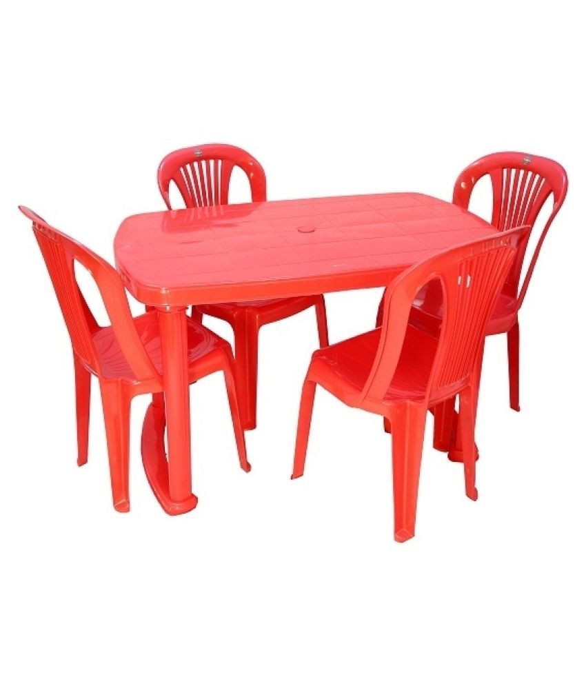 Trend Plastic 4 Seater Dinning Dining Table Chair Set Red Buy