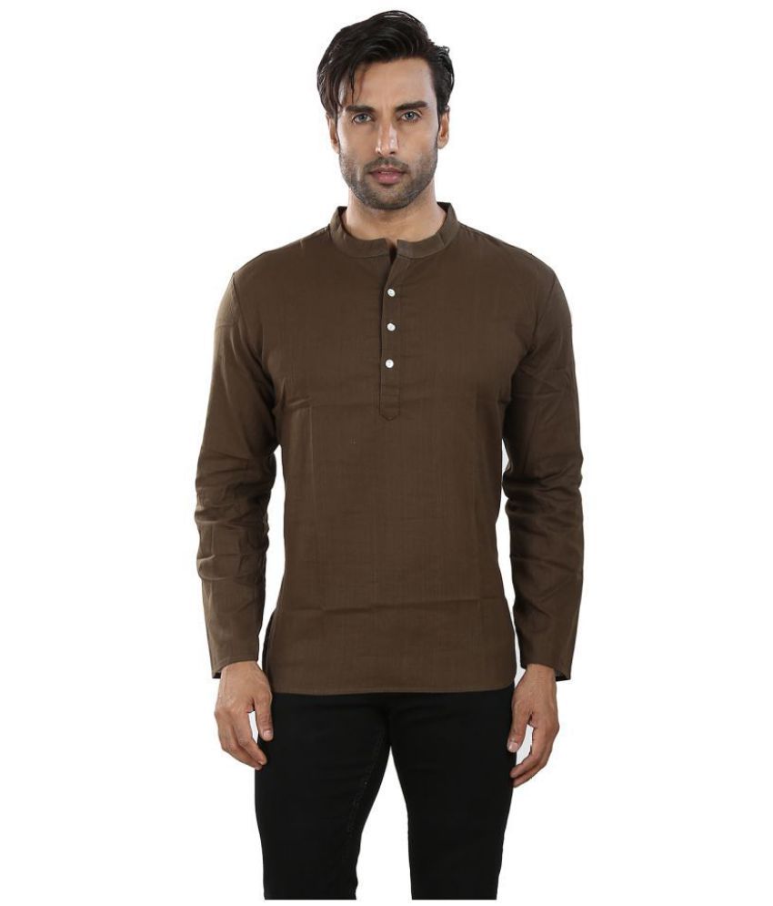     			Vivid India Brown Cotton Kurta Single