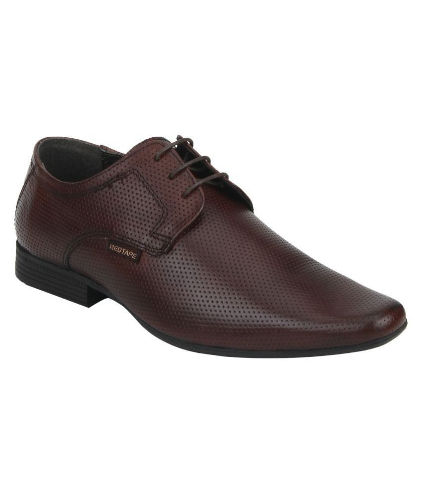 red tape men's dark brown derby shoes