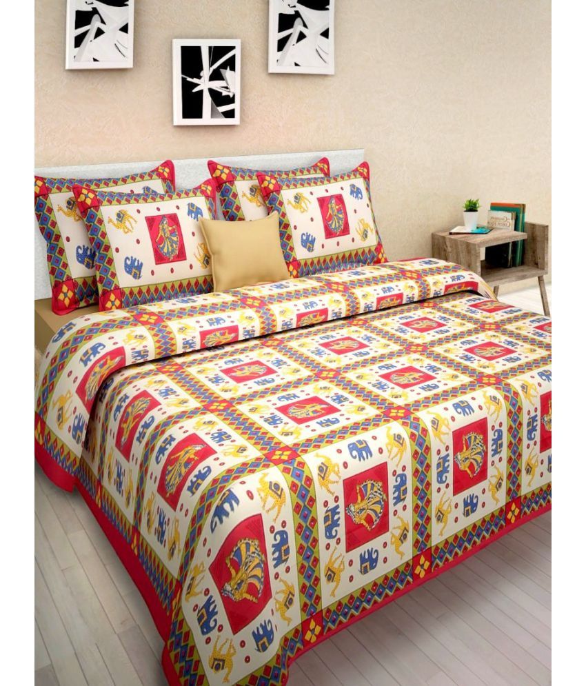 jaipuri bedsheet Cotton 2 Double Bedsheets with 4 Pillow Covers Buy