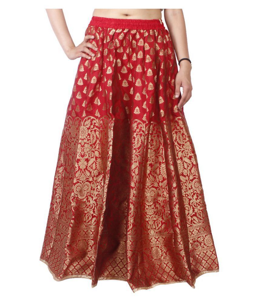 red silk skirt outfit