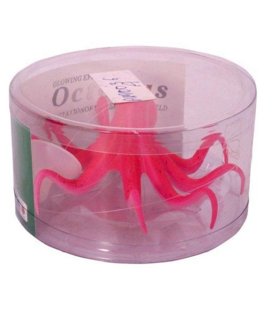 Jainsons Aquarium Glowing Pink Octopus Artificial Silicon Fish Tank