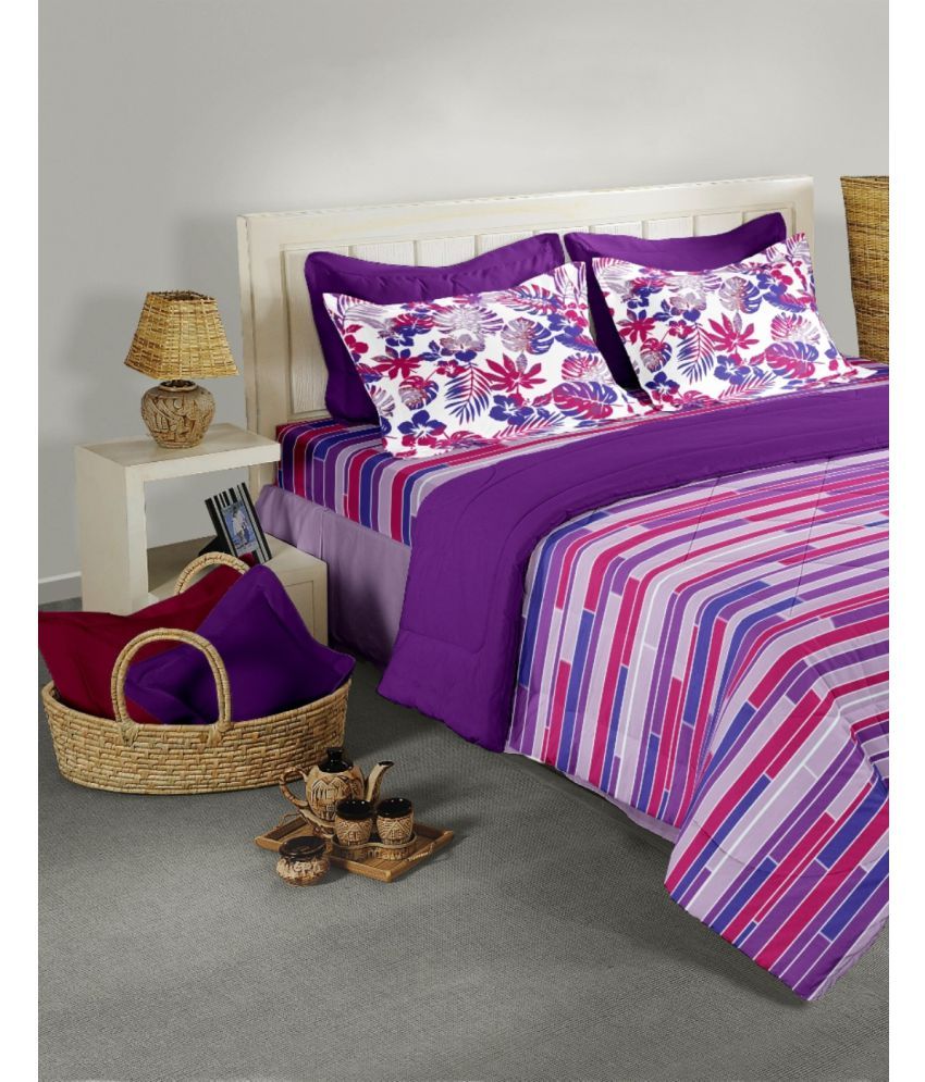 BIANCA Double Silk Stripes Purple Comforter Buy BIANCA Double Silk
