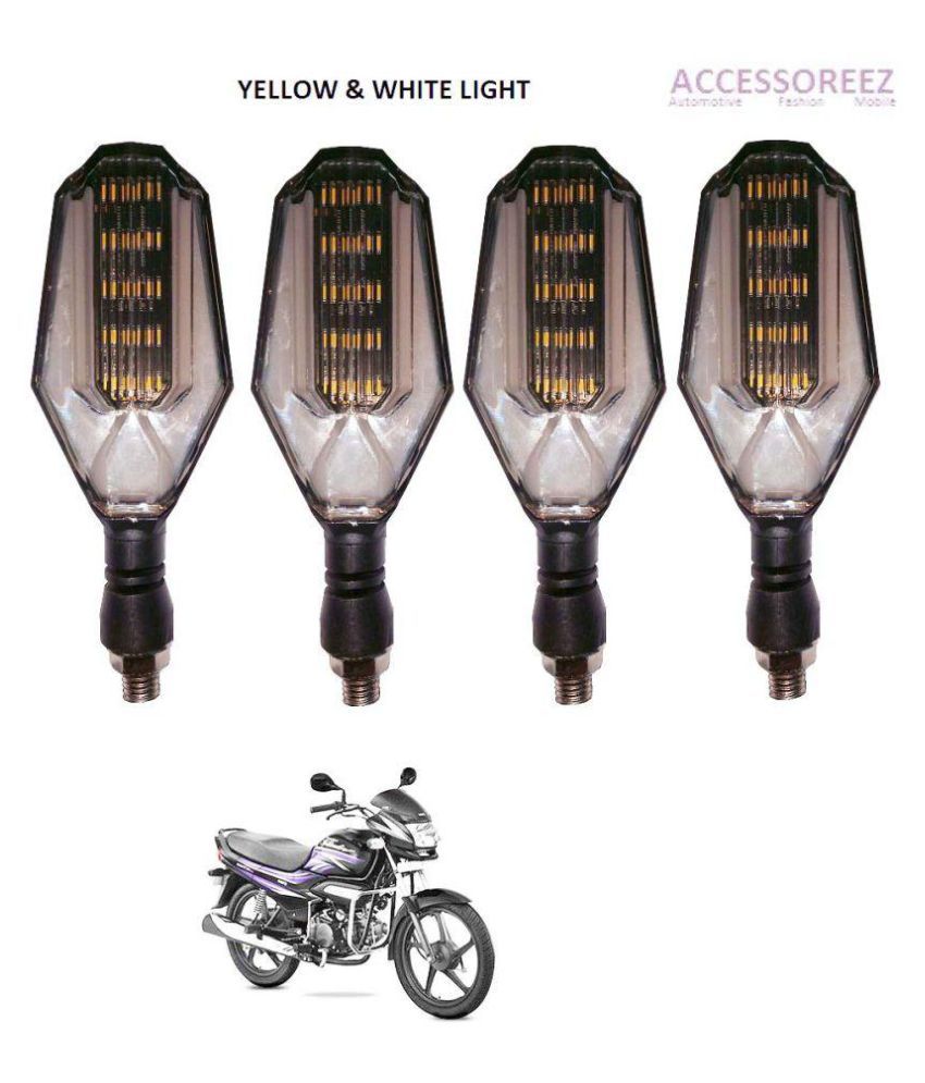 ACCESSOREEZ BIKE INDICATOR DOUBLE COLOR YELLOW & WHITE ( PACK OF 4