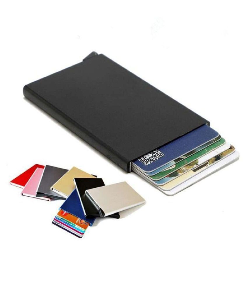 Credit Debit ATM Cards Wallet - RFID Blocking Aluminum Automatic Pop-up Case RFID Anti-Theft ...