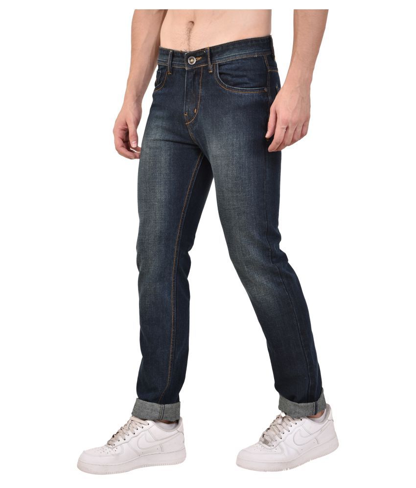 dark blue straight jeans