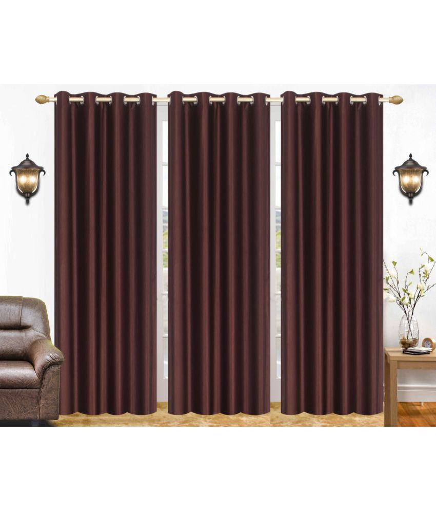     			Stella Creations Set of 3 Door Blackout Eyelet Polyester Curtains Brown