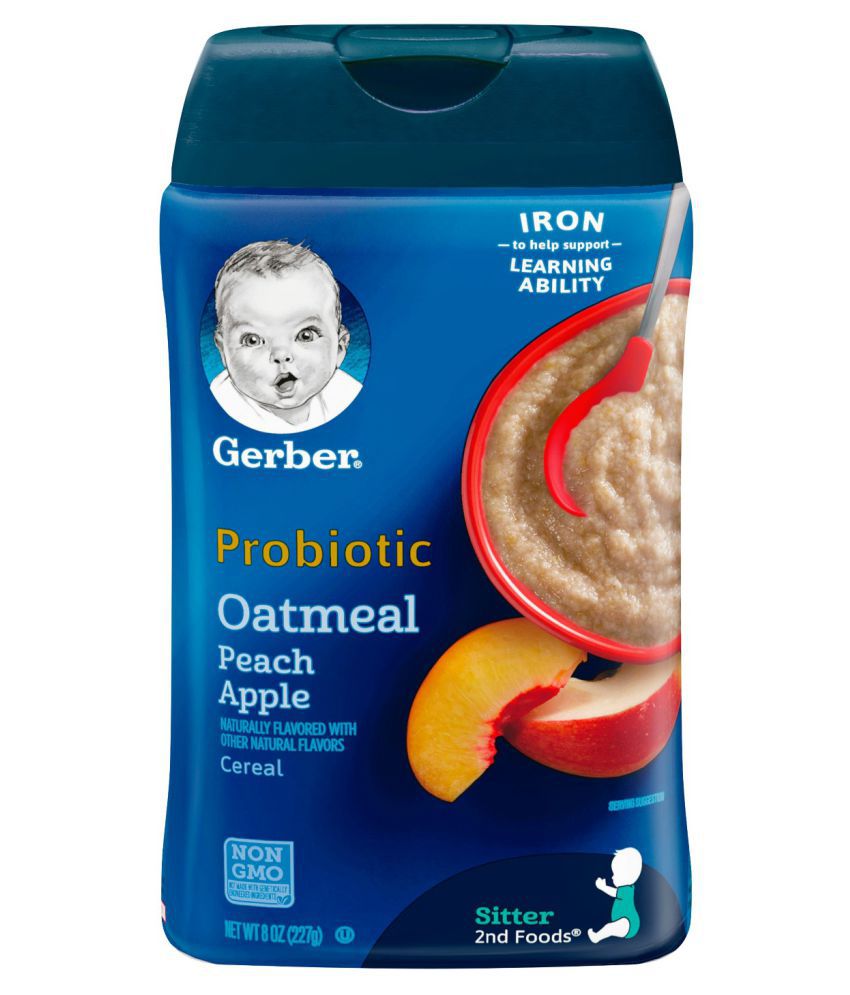 Gerber Gerber Probiotic Oatmeal Peach Apple Cereal 227g Infant Cereal for 6 Months + ( 227 gm )
