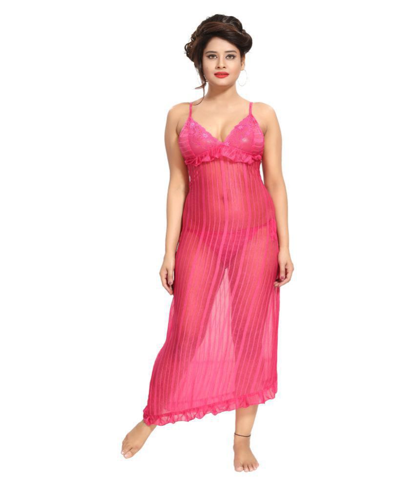 Buy Glam World Satin Night  Dress  Pink Online at Best 