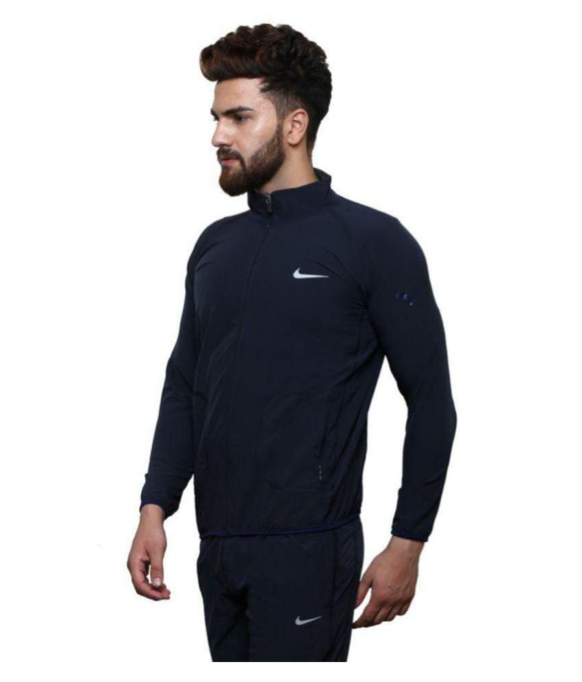 nike navy polyester terry jacket