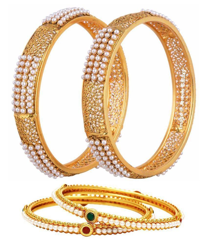     			Zeneme Elegant Bead studded  Bangle Combo ( Pair of 2)