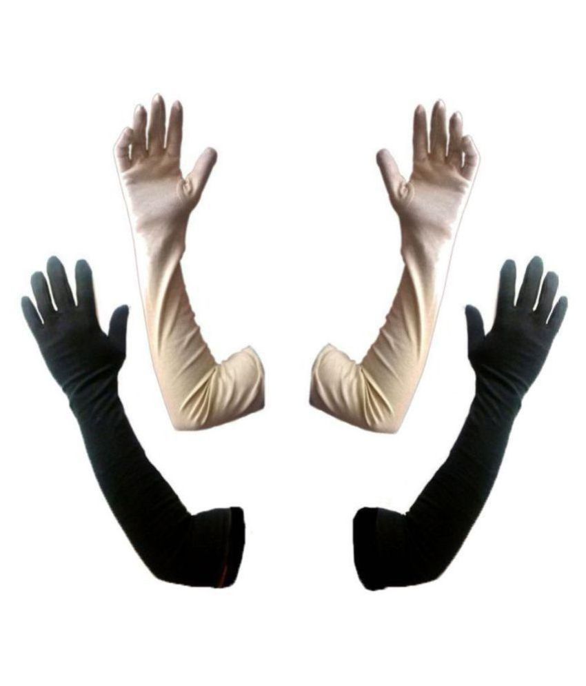     			Tahiro Black & Beige Cotton Full Finger Gloves - Pack OF 2