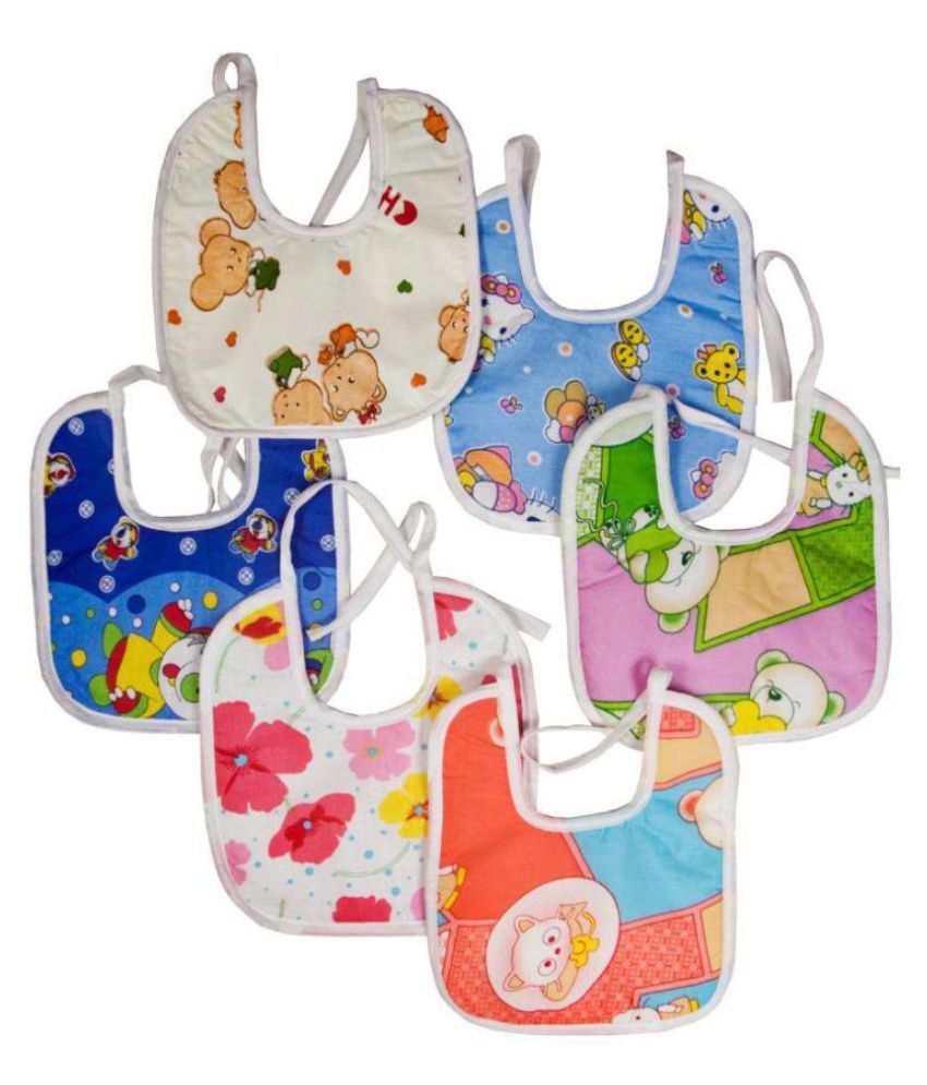     			Tahiro Multi-Colour Cotton Bibs - Set of 6