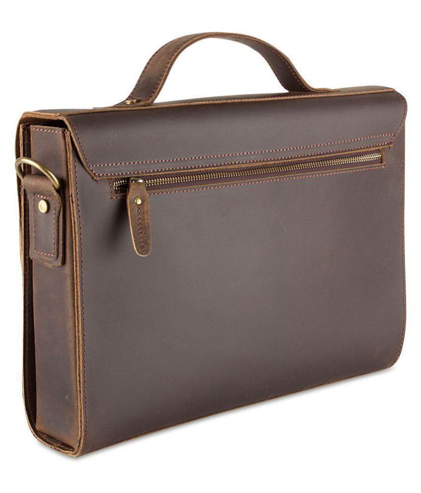Rohit Bal Brown Leather Office Messenger Bag Buy Rohit Bal Brown