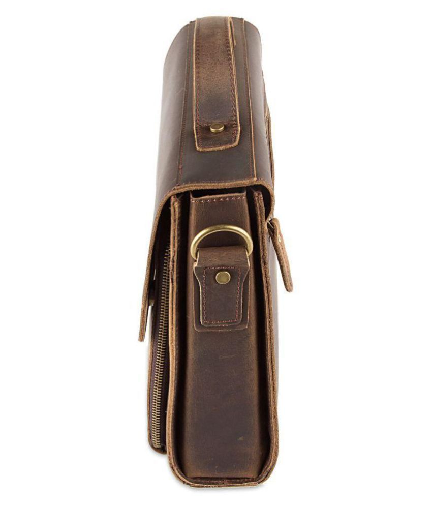 Rohit Bal Brown Leather Office Messenger Bag Buy Rohit Bal Brown