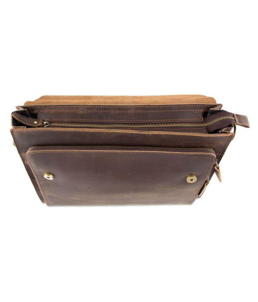 Rohit Bal Brown Leather Office Messenger Bag Buy Rohit Bal Brown