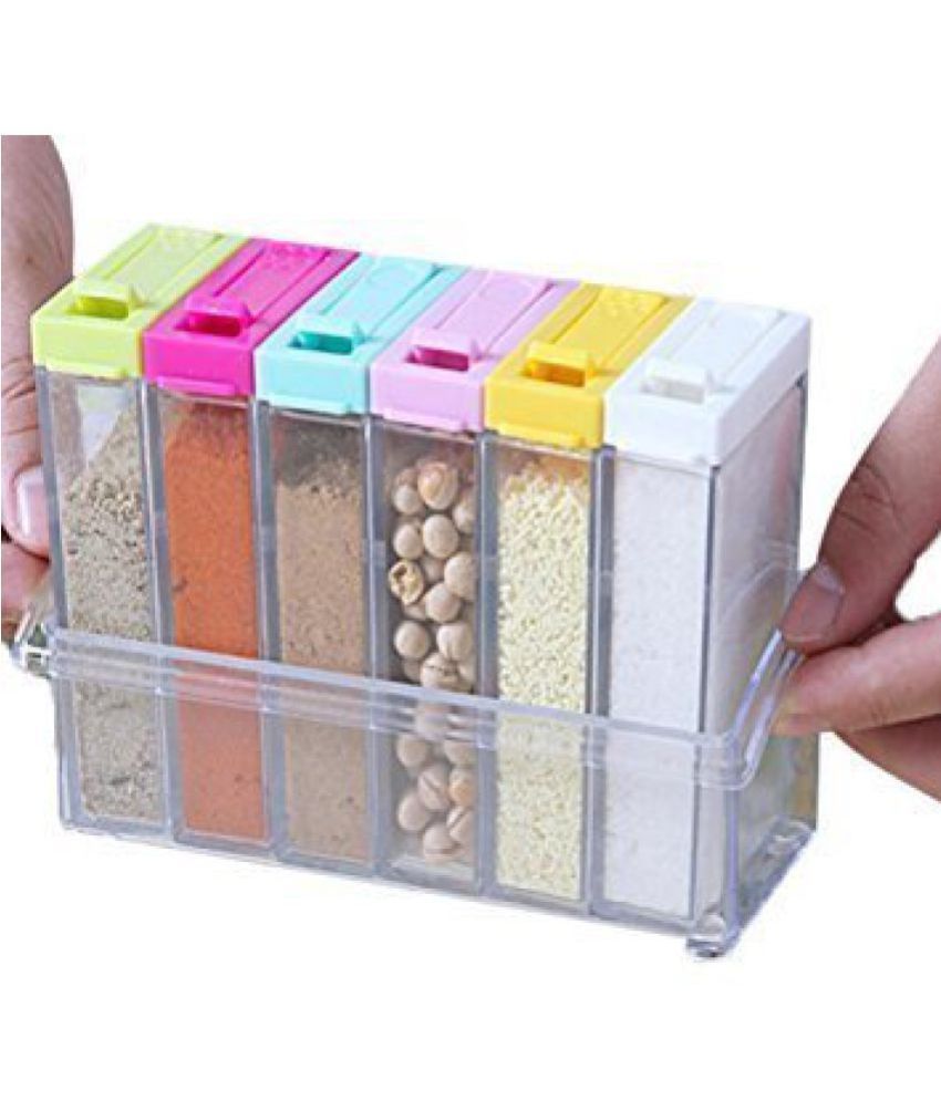 Everbuy Crystal Seasoning Box Spice Container Set of 6 Acrylic Spice