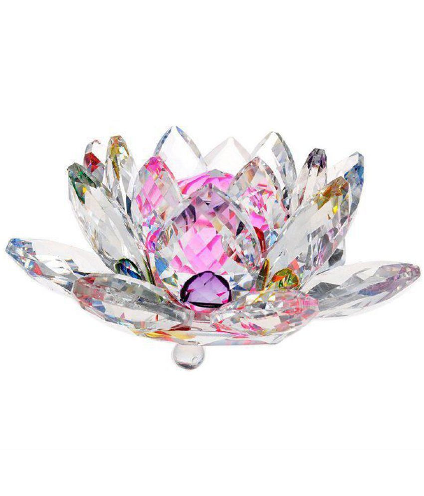     			S.S Creation  2 Inch Crystal Lotus Flower - Peace Wealth And Prosperity Multi Hue Reflection