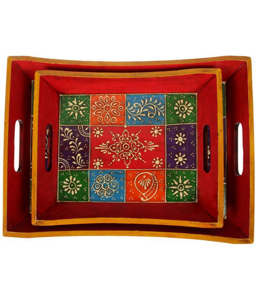 Set of 2 Handcrafted Rajasthani Trays Table Décor: Buy Online at Best ...