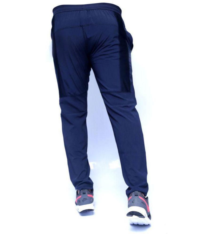 nike navy polyester lycra trackpants