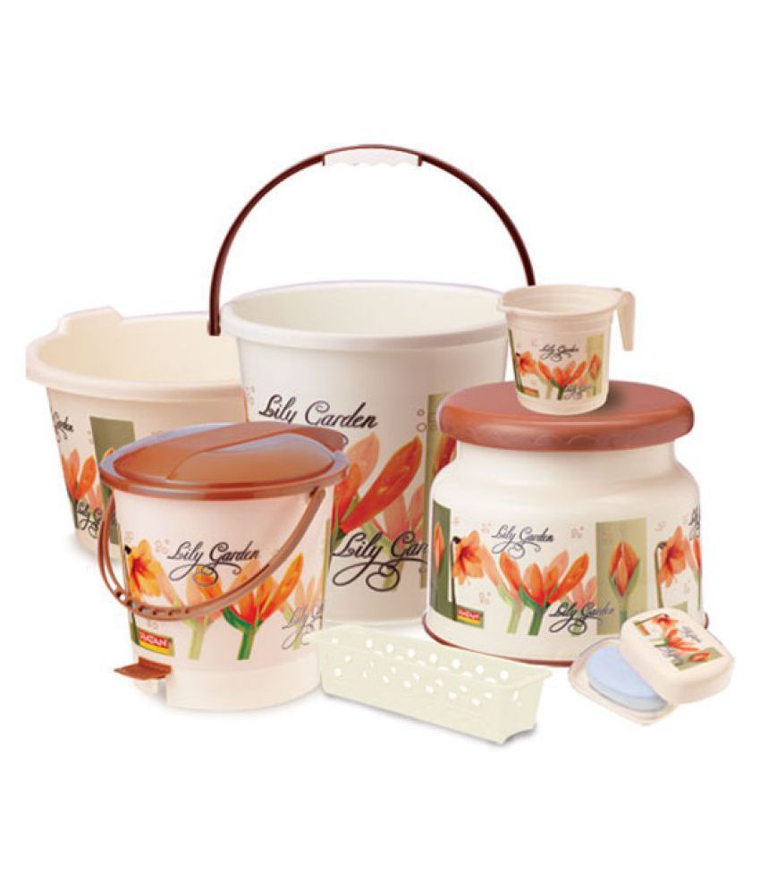 Ratan Plastic Bathroom Bucket Set
