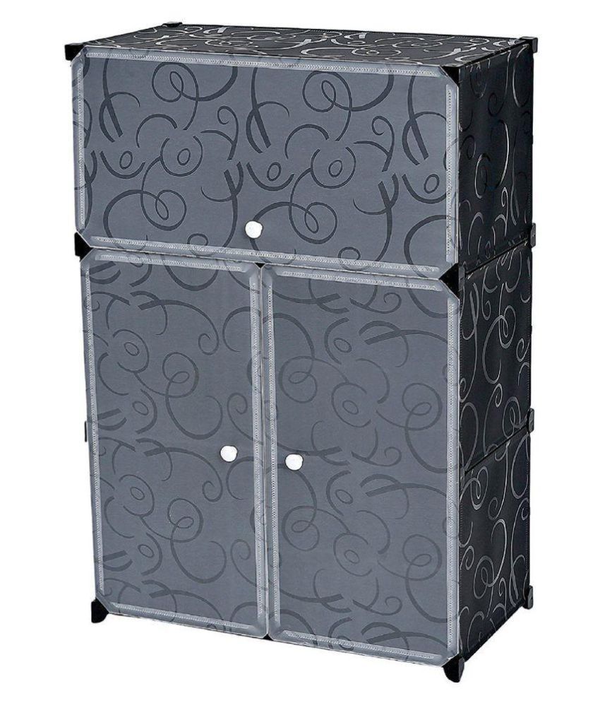 Plastic Shoe And Clothes Cabinet Storage Organizer With 3 Doors Plastic Shoe And Clothes Cabinet Storage Organizer With 3 Doors White Black