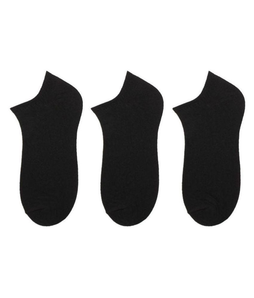     			Tahiro Black Cotton No Show Socks - Pack Of 3