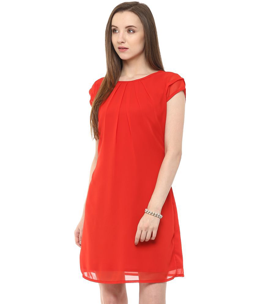    			Zima Leto Polyester Red Regular Dress