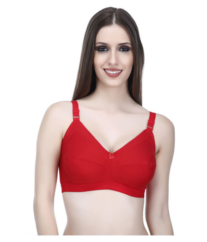 Elina - Red Cotton Non Padded Women's Teenage Bra ( Pack of 1 )