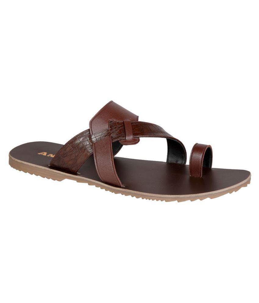 Annex Brown Leather Slippers Price in India- Buy Annex Brown Leather ...