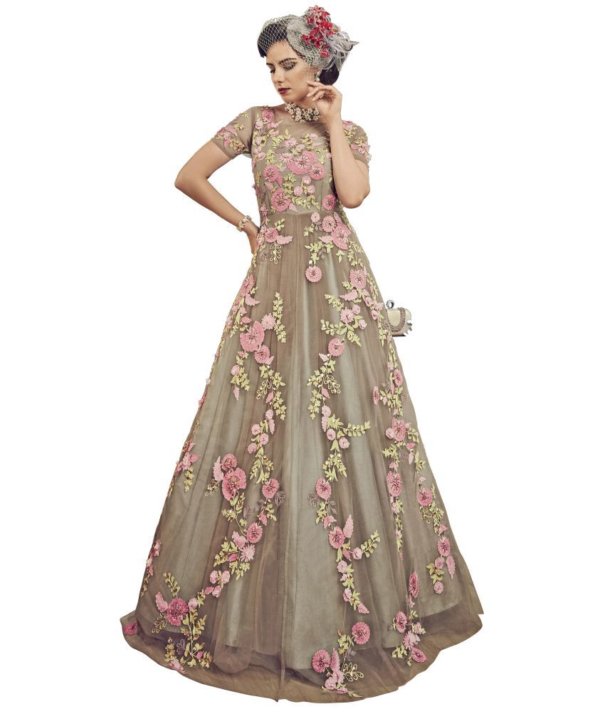 Stylee Lifestyle Grey and Beige Net Dress Material Buy Stylee