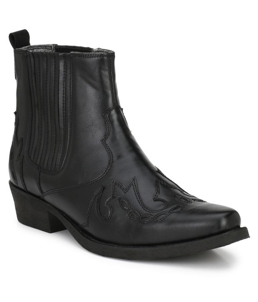 Delize Black Cowboy boot - Buy Delize Black Cowboy boot Online at Best ...