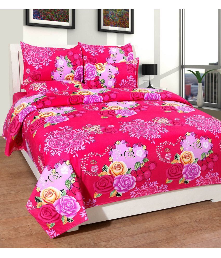 Homefab India Poly Cotton 4 Double Bedsheets with 8 Pillow Covers Buy