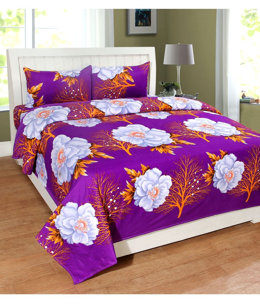 Homefab India Poly Cotton 4 Double Bedsheets with 8 Pillow Covers Buy