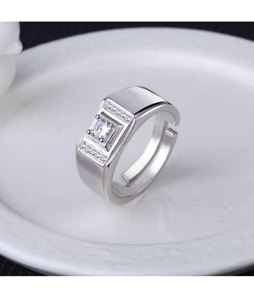 Limited Edition Sterling Silver Swarovski Solitaire Adjustable Mens